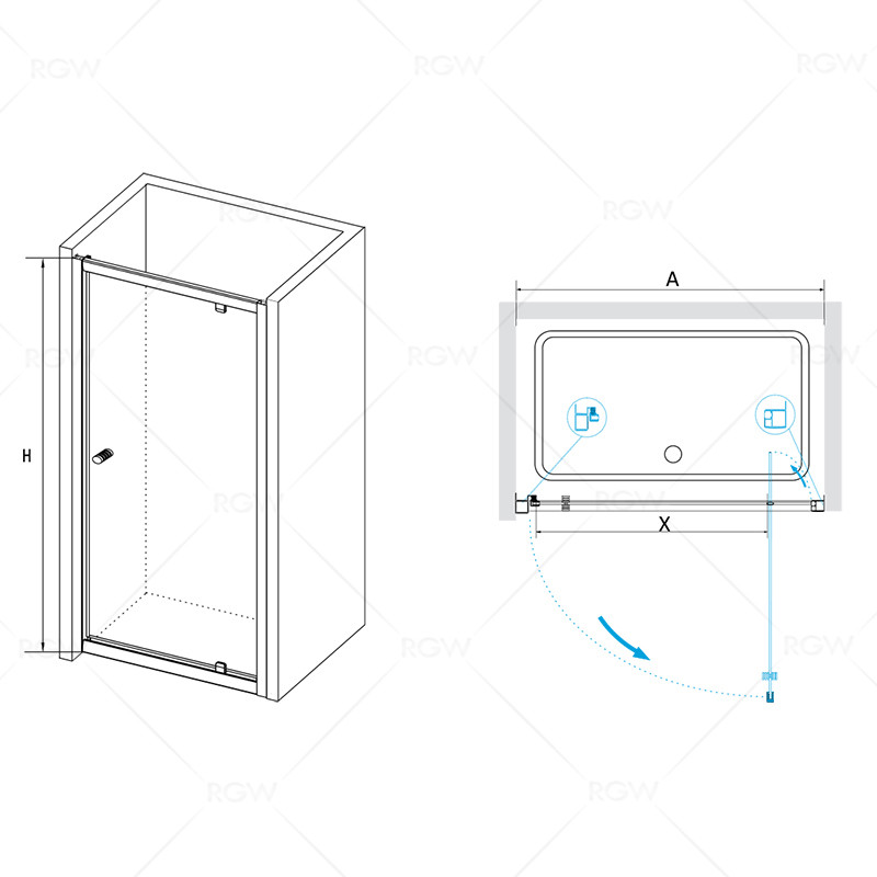 RGW Passage PA-05 04080500-11 Душевые двери 100*185