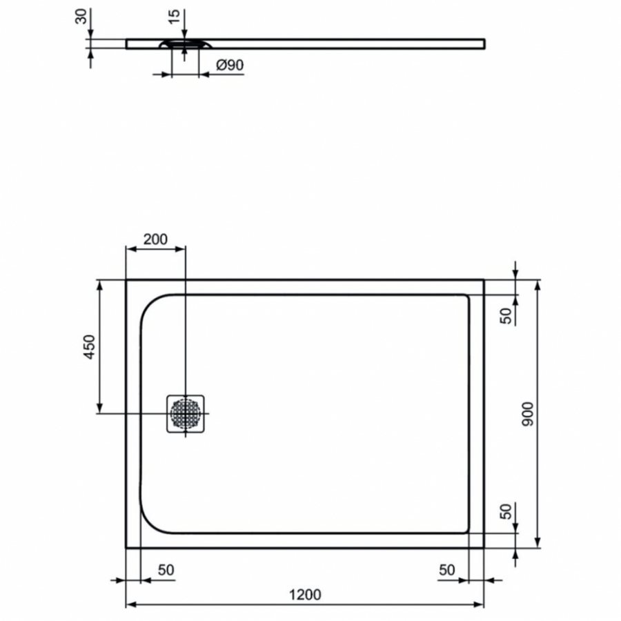 Ideal Standard Ultraflat S душевой поддон 120х90 K8230FV