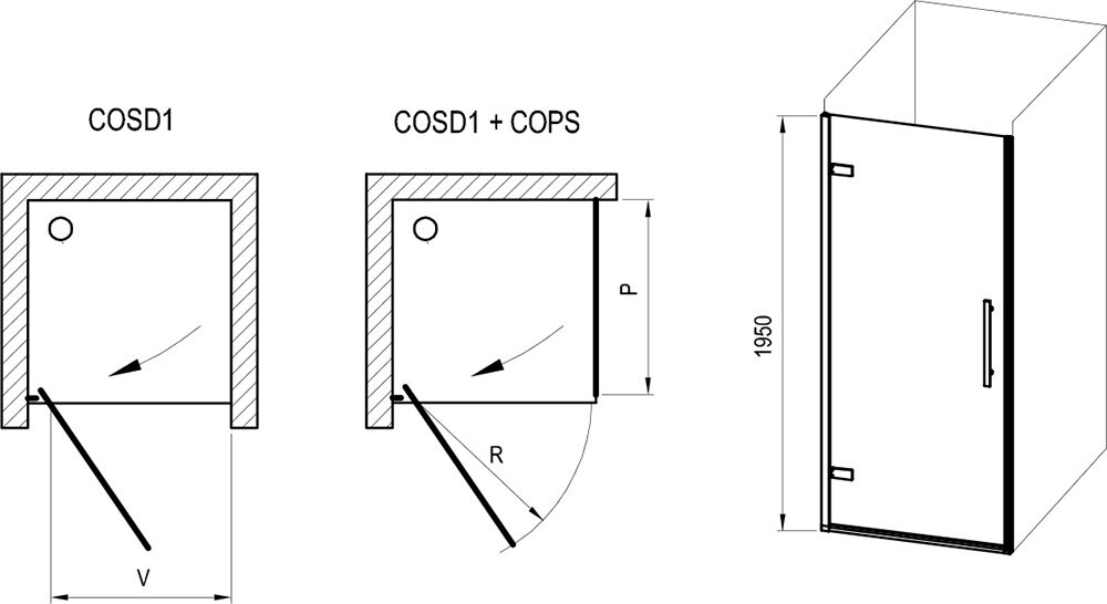 Ravak COSD1 80 Душевая дверь профиль черный, прозрачное стекло X0VV40300Z1