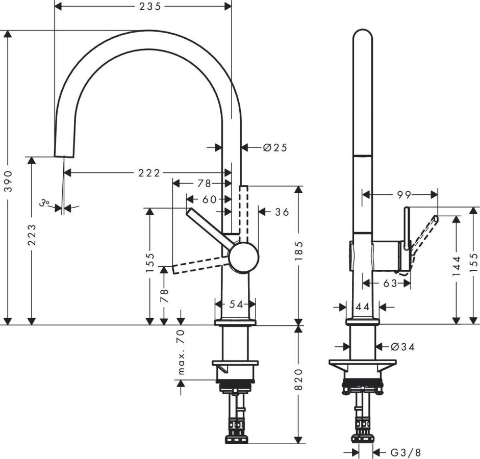 Hansgrohe Talis M54 Кухонный смеситель 220 1jet сталь 72804800