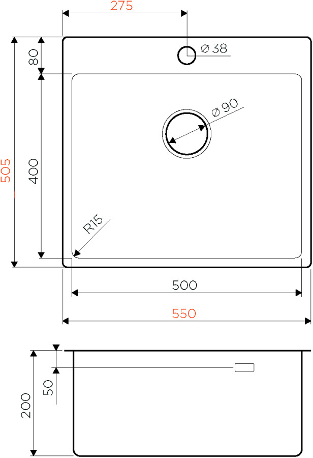 Omoikiri Ashi 56-IN 4993449 кухонная мойка нержавеющая сталь 55.5х55 см