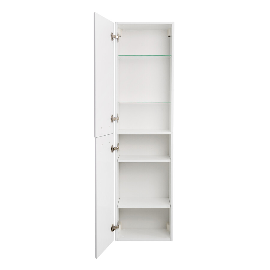 Пенал подвесной BelBagno DUE-1500-2A-SC-BL-P с ручками, универсальный Bianco Lucido