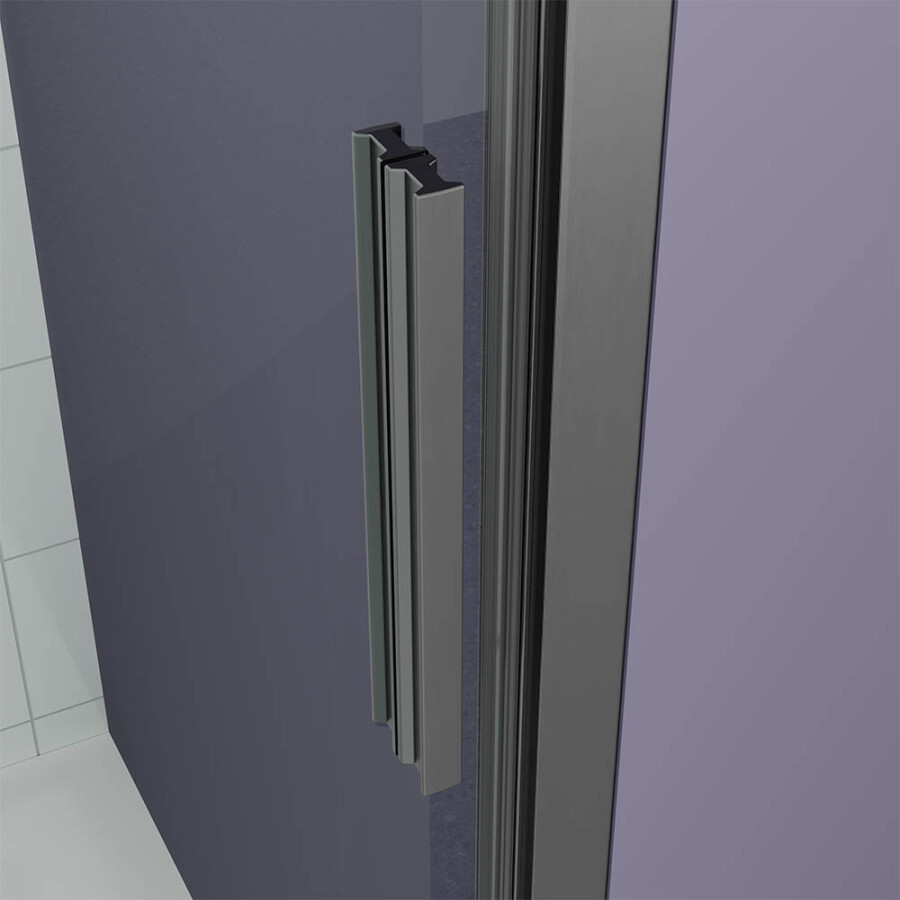 Душевой угол Veconi Ottimo P30SP GR (70×70×190) распашная, профиль брашированный графит, стекло тонированное матовое OP30GR-SP-7070-12-C9