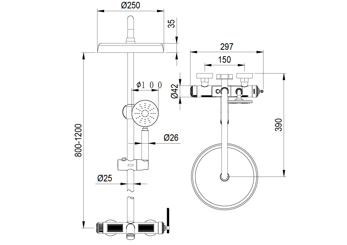 Душевая система Boheme Eterna Matt Gold 178-MG