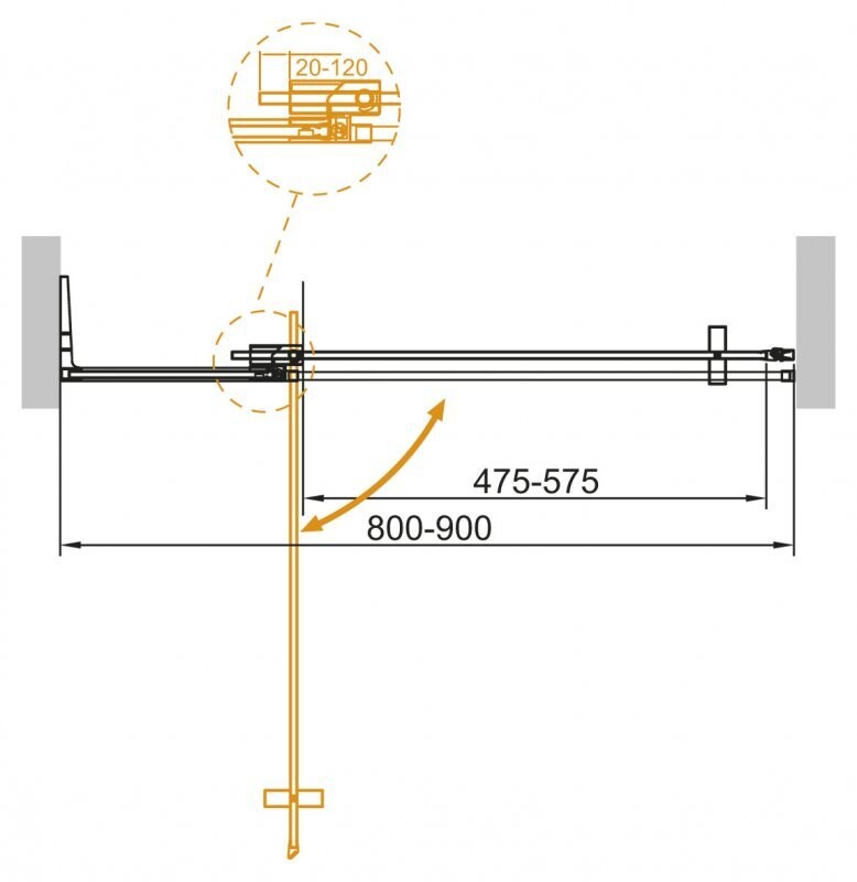 Душевая дверь в нишу CEZARES SLIDER-B-1-80/90-C-GM
