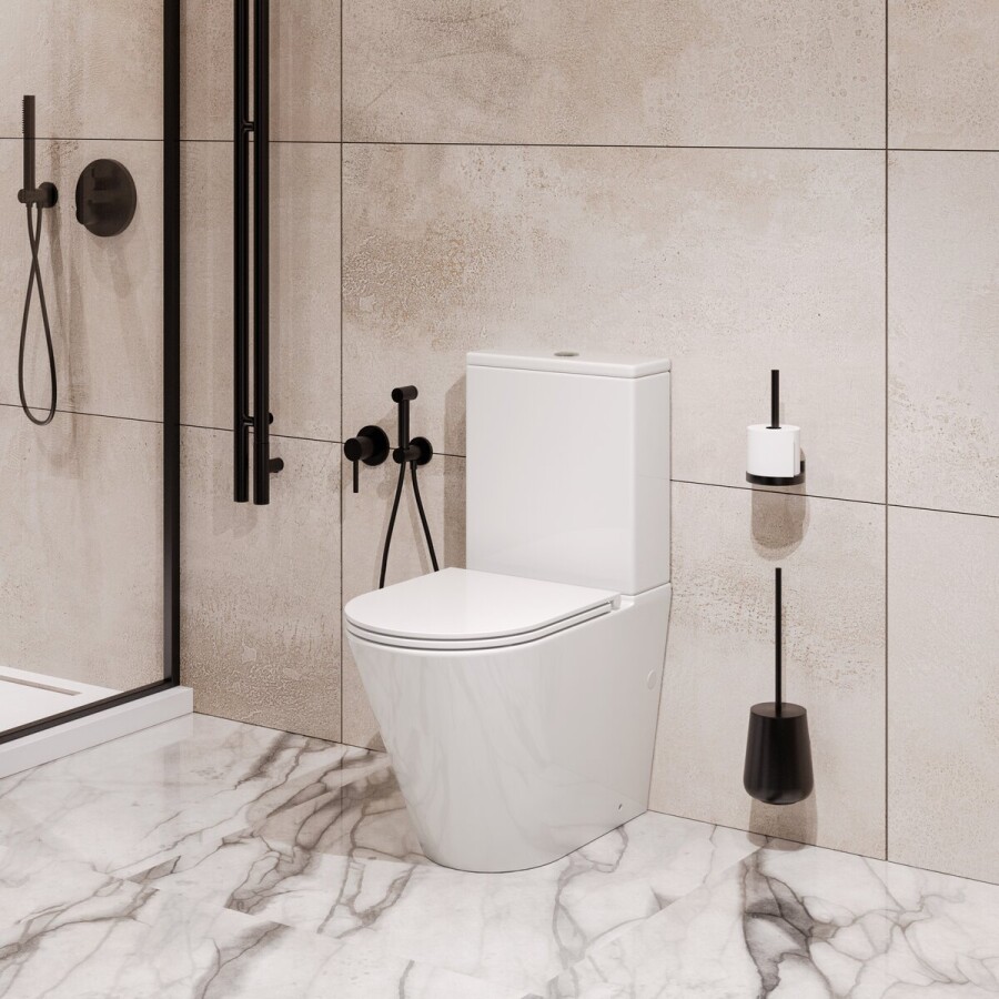 Унитаз напольный Grossman GR-4458MSQ (640х360х835) безободковый,белый матовый с тонкой крышкой,микролифт,смыв торнадо,2 места