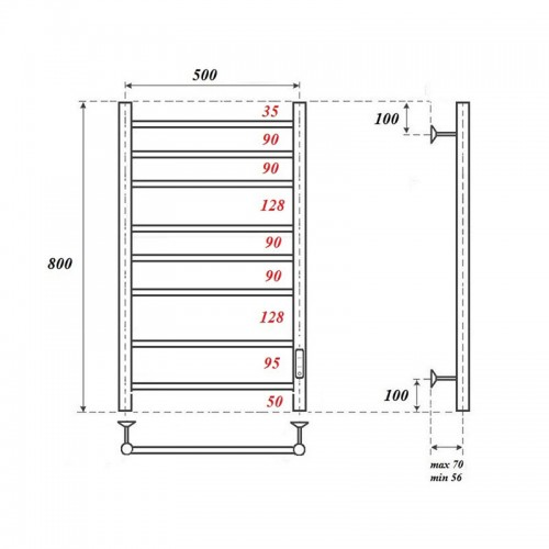 Point Аврора полотенцесушитель электрический 50х80 PN10858B