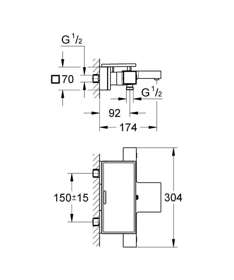 Grohe Grohtherm Cube с полочкой 34502000 смеситель для ванны хром