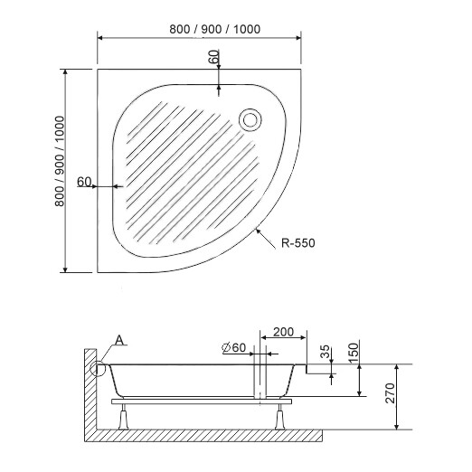 RGW Acrylic BP/CL-S-A 16180488-51-A 80*80*27 душевой поддон акриловый