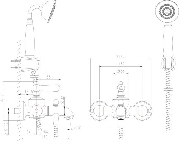 Bravat смеситель для ванны F675109U-B1-RUS