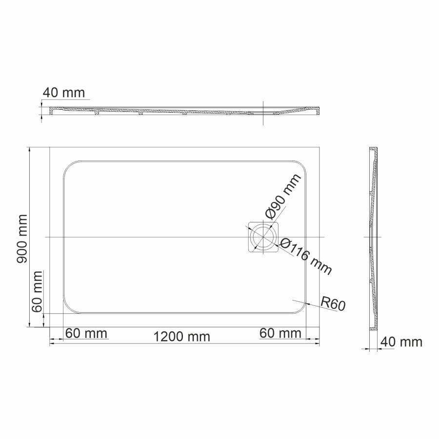 WasserKRAFT Rhin 44T07 душевой поддон из искусственного камня 120*90*4