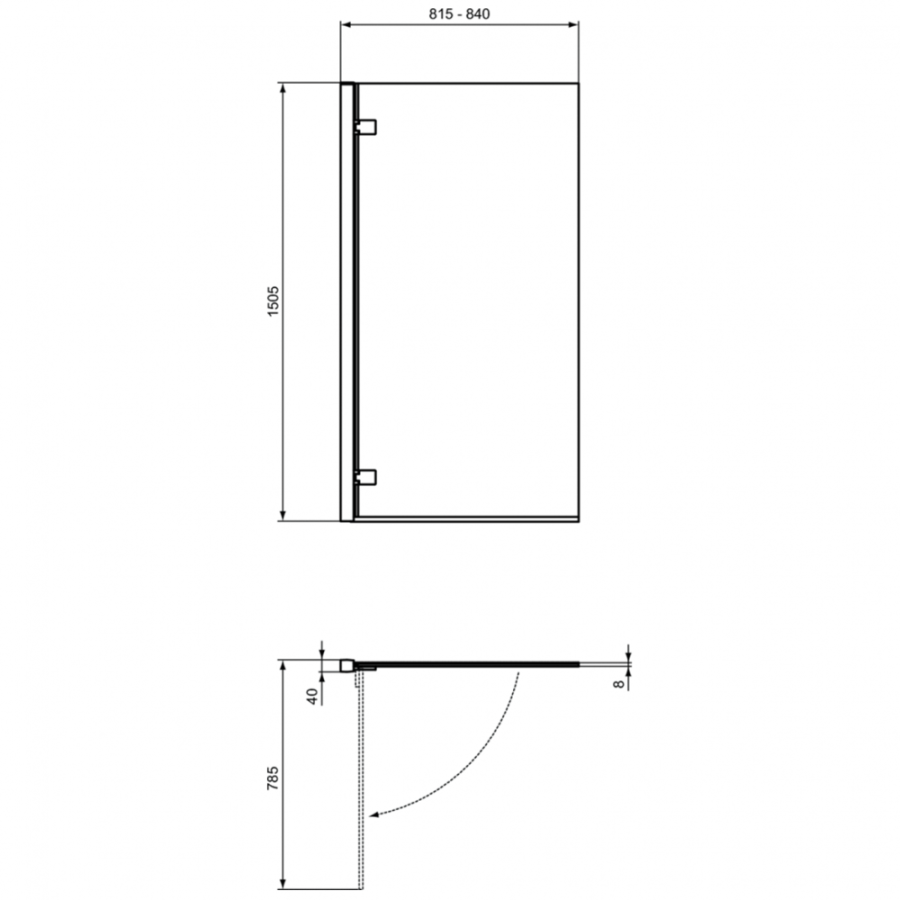 Ideal Standard штора левая на ванну i.life 81,5х150 см T4885EO