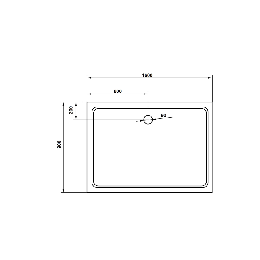 Cezares Tray поддон из стеклокомпозита 160х90 TRAY-M-AH-160/90-35-W