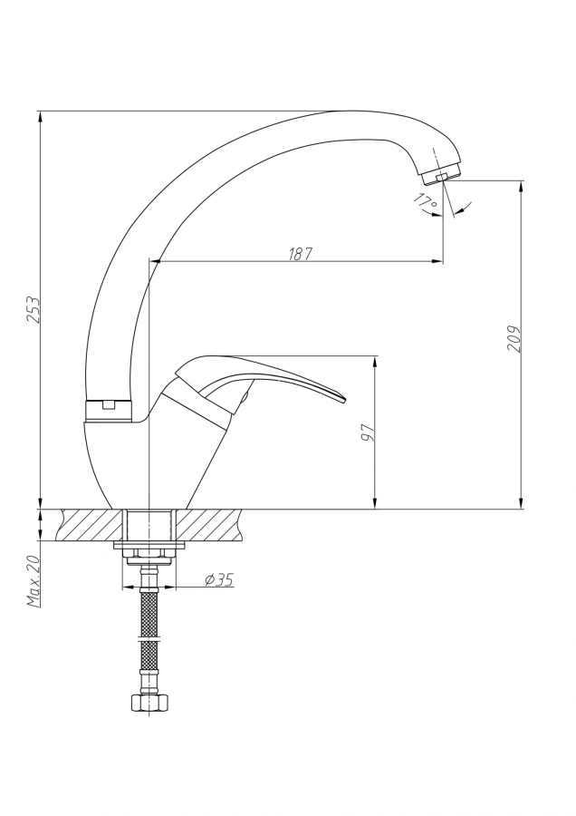 Haiba смеситель для кухни HB4103-2