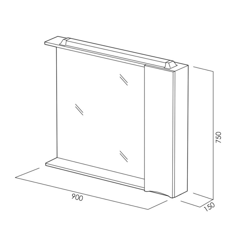 Зеркало-шкаф BelBagno MARINO-SPC-900/750-1A-BL-P-R/L 90*75