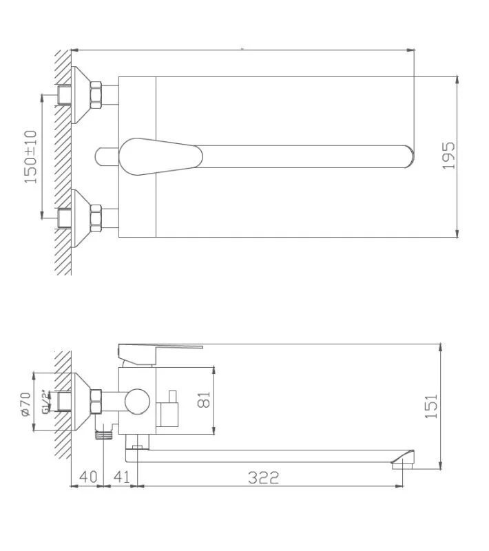 Haiba смеситель для ванны HB22802