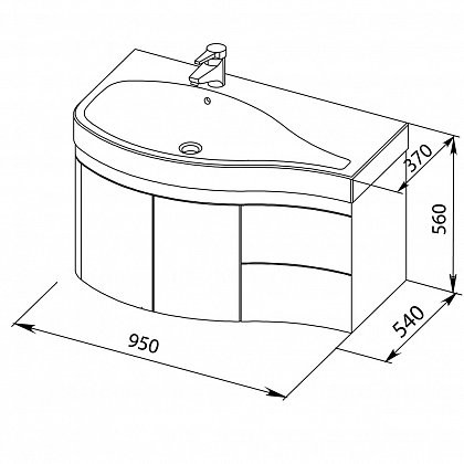 Aquanet Сопрано 95 тумба с раковиной 00212998 подвесная, левая