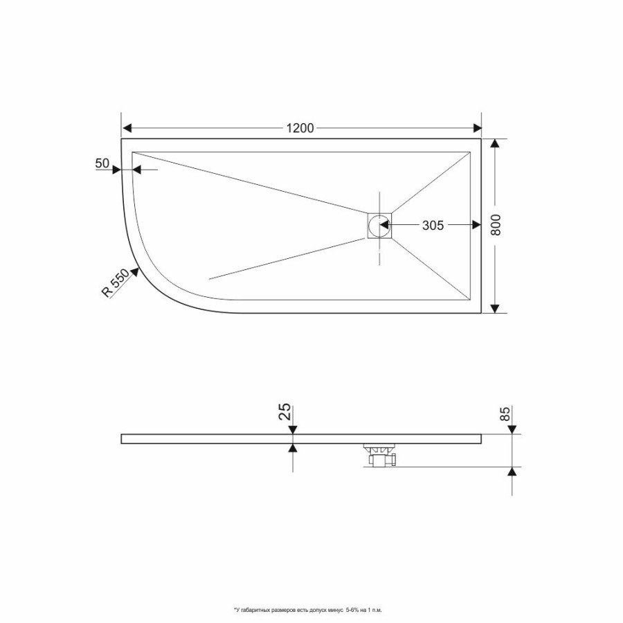 RGW ST/AL-G 16154128-02L 80*120*2,5 душевой поддон из искусственного камня