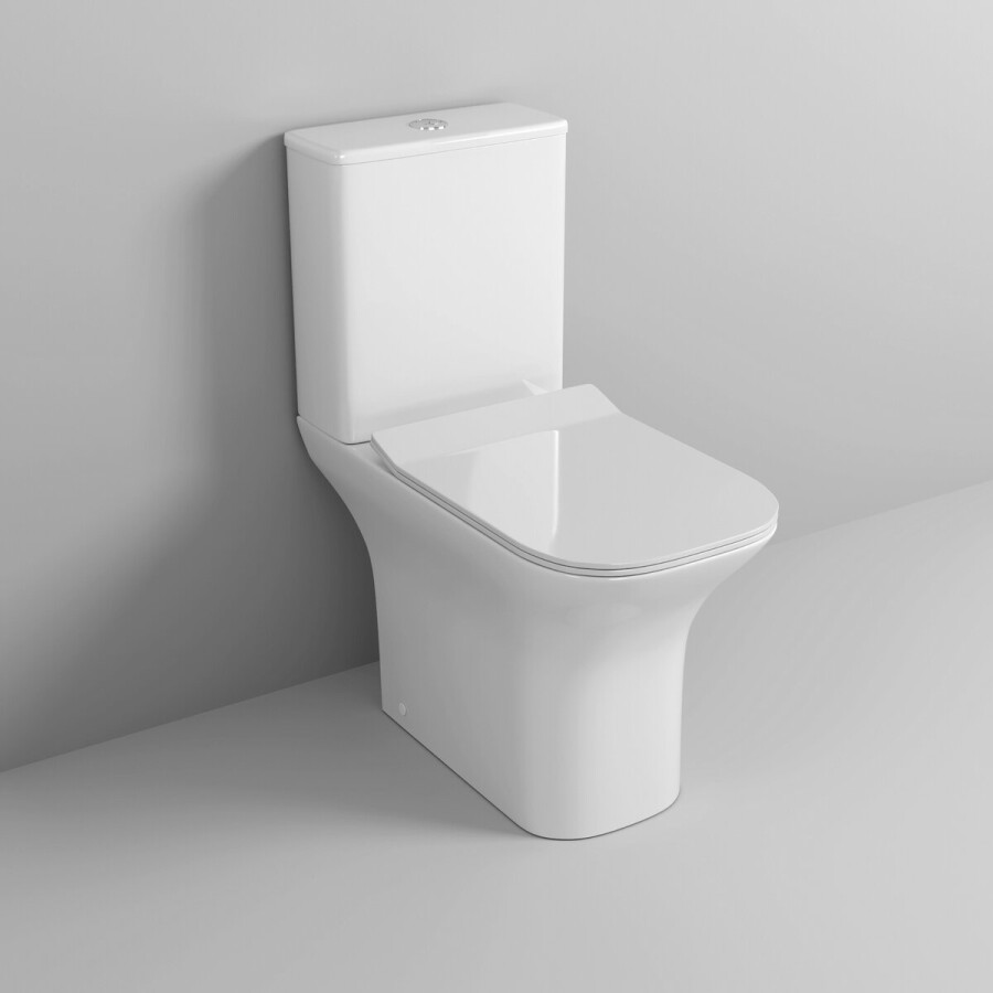 Унитаз напольный Grossman Classic GR-4464SQ-K26 (640х355х795) безободковый,белый с тонкой крышкой,микролифт,смыв торнадо,2 места