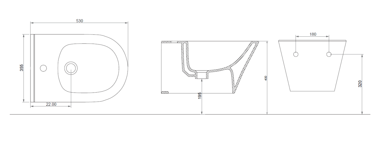 Биде подвесной Boheme Avva Черный матовый 974-B