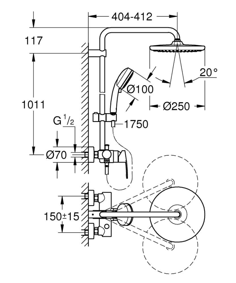 Grohe Tempesta Cosmopolitan душевая система 26673000