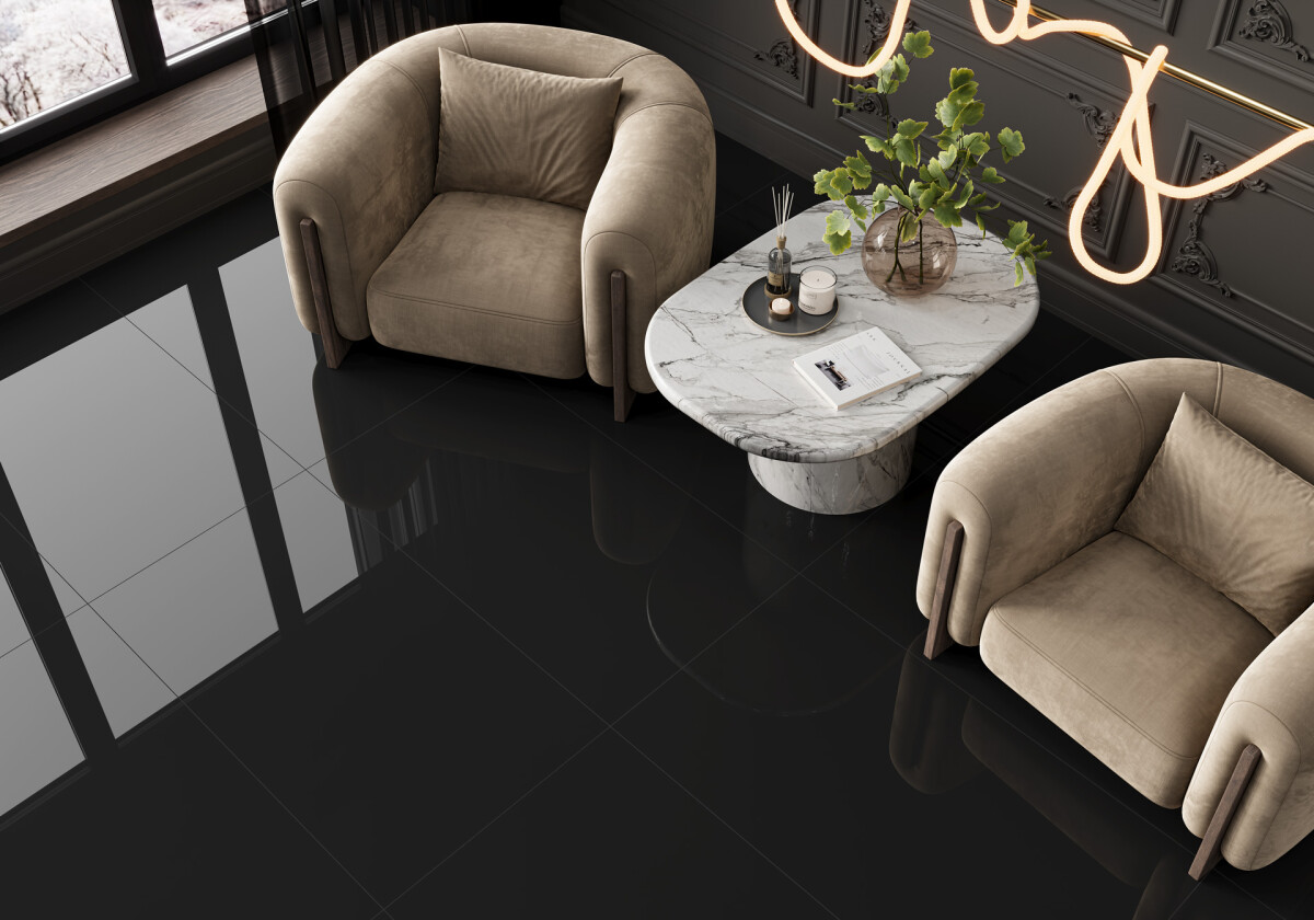 Керамогранит 60120DMS99HG LCM Domines Black Суперполированный 600 x 1200 x 8 мм.