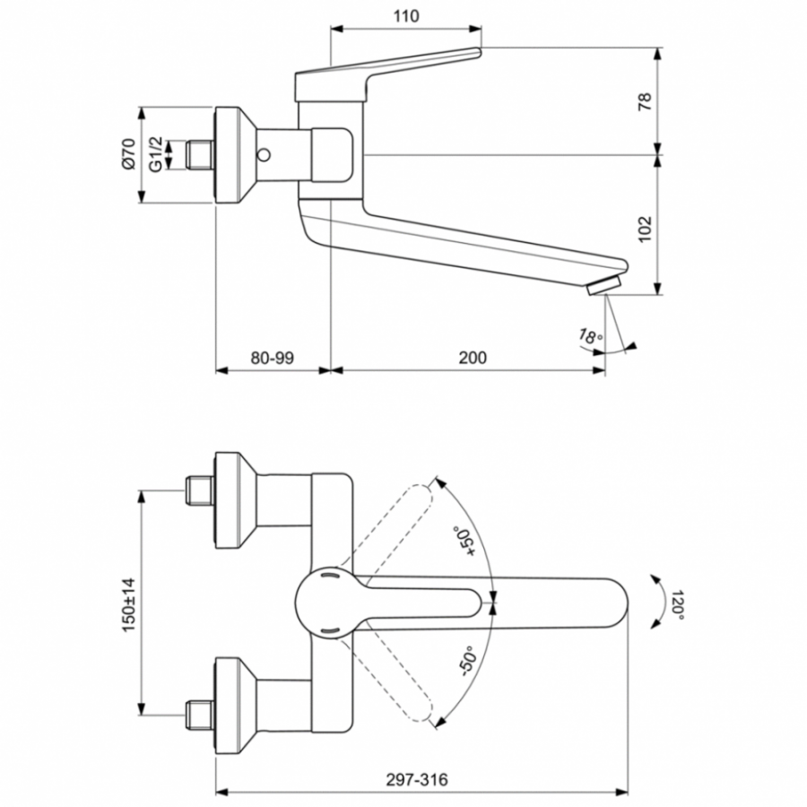 Ideal Standard Ceraplus смеситель для раковины BC112AA