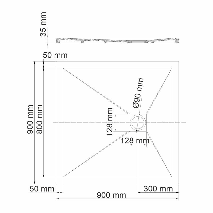 WasserKRAFT Dill 61T03 душевой поддон из искусственного камня 90*90*3,5