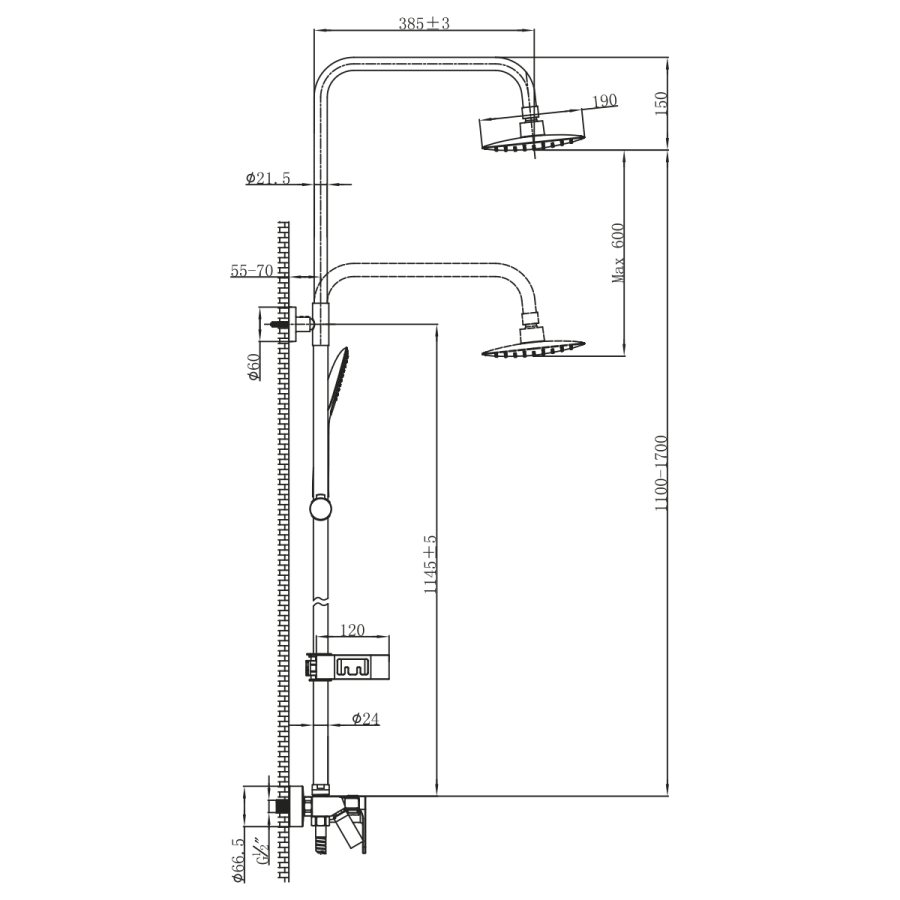 Lemark Tropic смеситель для ванны и душа LM7002BL