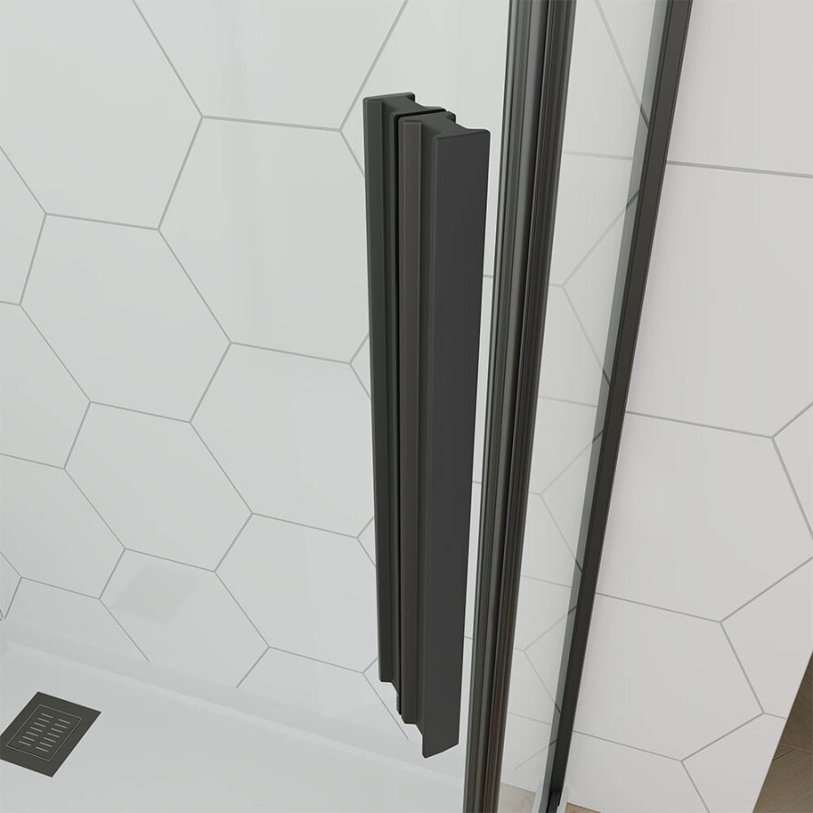 Душевой угол Veconi Ottimo P10 B (90×90×190) распашная, профиль чёрный матовый, стекло прозрачное OP10B‑9090‑01‑C9
