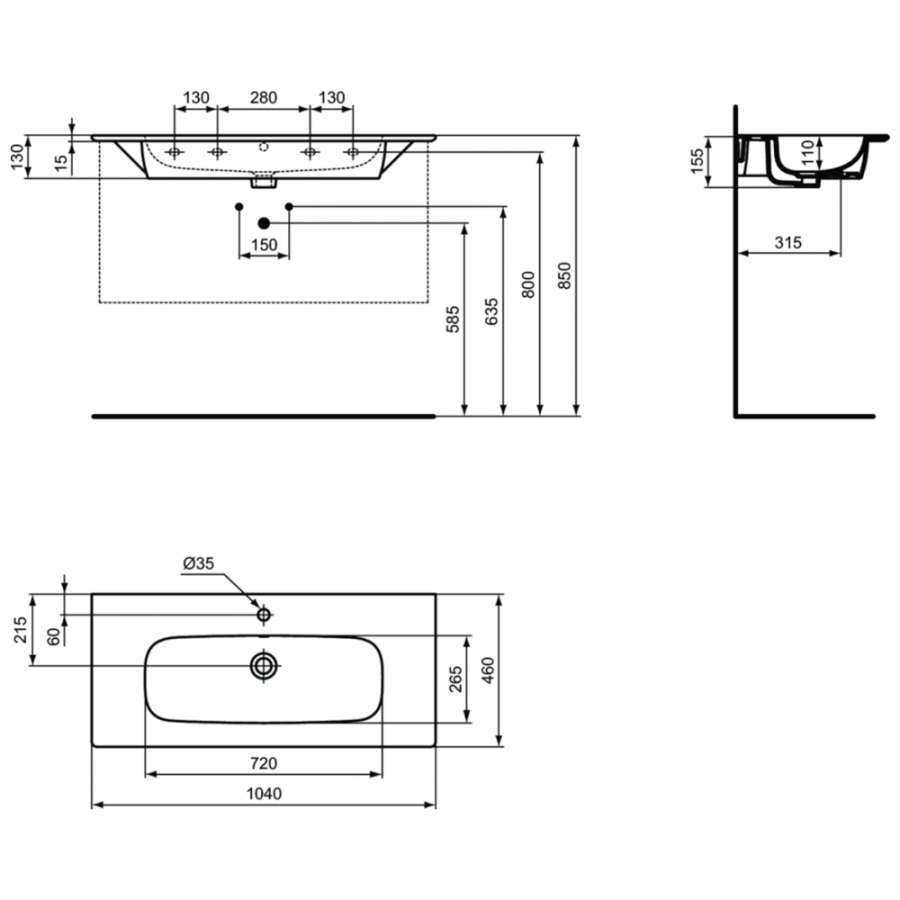 Ideal Standard i.life раковина 104х46 см T462101