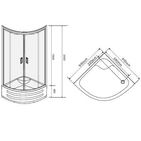 Eger Tisza Mely 599-187 душевое ограждение 90*90*200