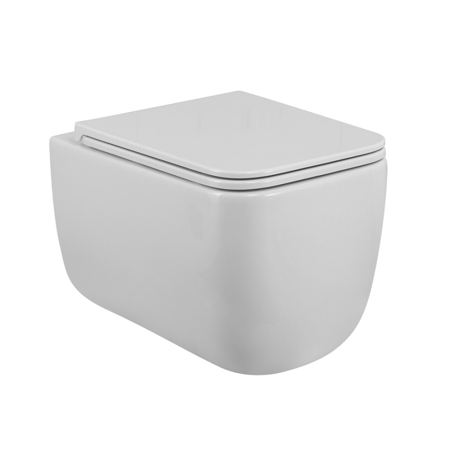 Унитаз подвесной безободковый с сиденьем и смывом TORNADO BelBagno LUCE-TOR BB076CH-TOR/SC