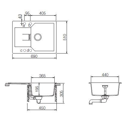 Schock Manhattan 45D 700582 кухонная мойка лунный камень 69x51 см