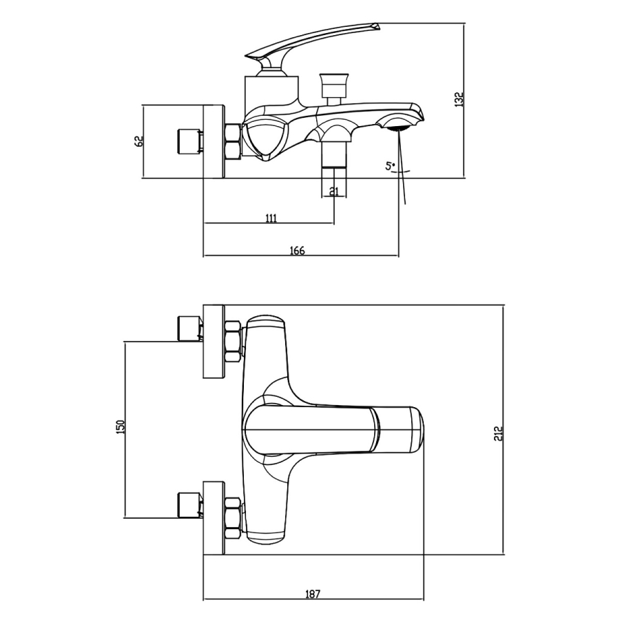 Azario Reuleaux смеситель для ванны хром AZ-VWF238296C