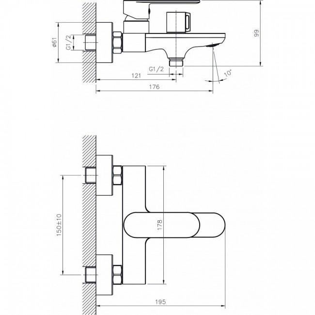 Mixxus Premium Felix 009 короткий смеситель для ванны