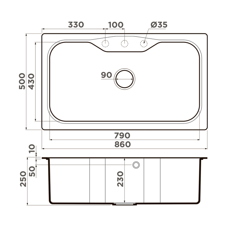 Omoikiri MARU 86 мойка кухонная серый 4993574