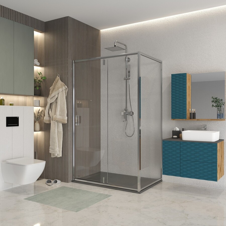 Боковая стенка Niagara Nova NG-A100 (100х195) хром,стекло прозрачное,1 место