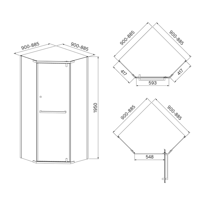 Iddis Steel душевое ограждение 90х90х195 STE8SS9i23