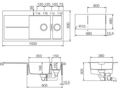 Schock Horizont 60D 700977 кухонная мойка серебристый камень 100x50 см