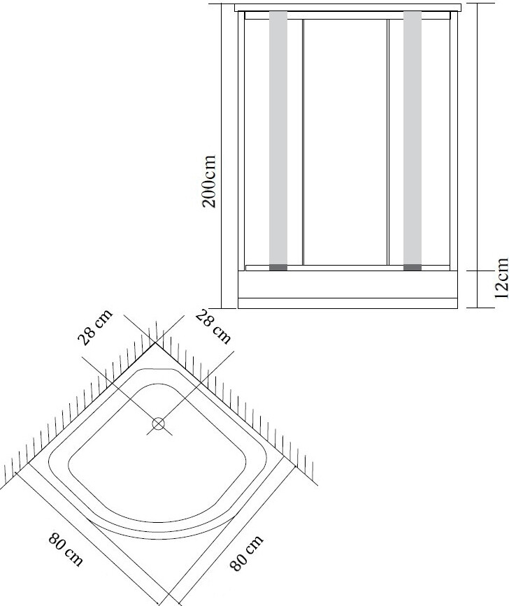 Esbano ES-8005 душевое ограждение 80*80*200