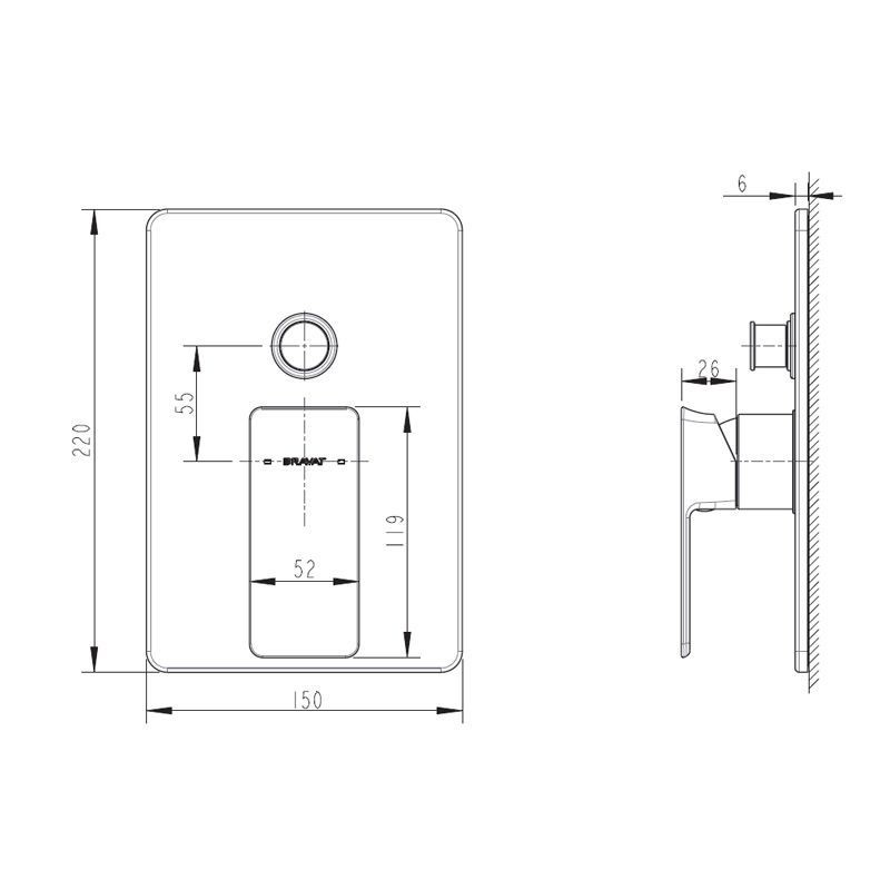 Bravat Phillis PB856101CP-2-ENG встраиваемый смеситель 2-функц. цвет хром