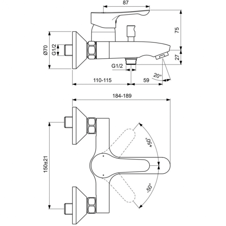 Ideal Standard DOT смеситель для ванны BC326AA