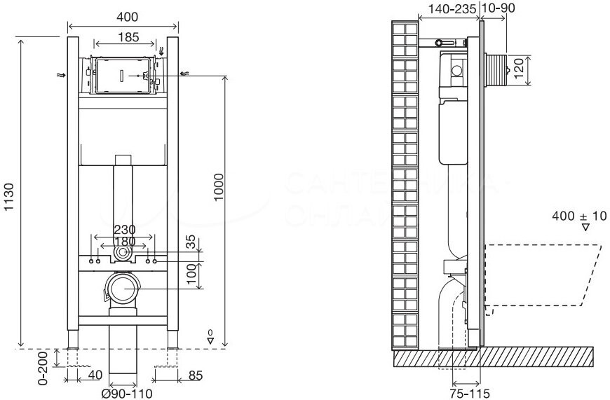 Jacob Delafon Vox E21770RU-00 унитаз подвесной c инсталляцией