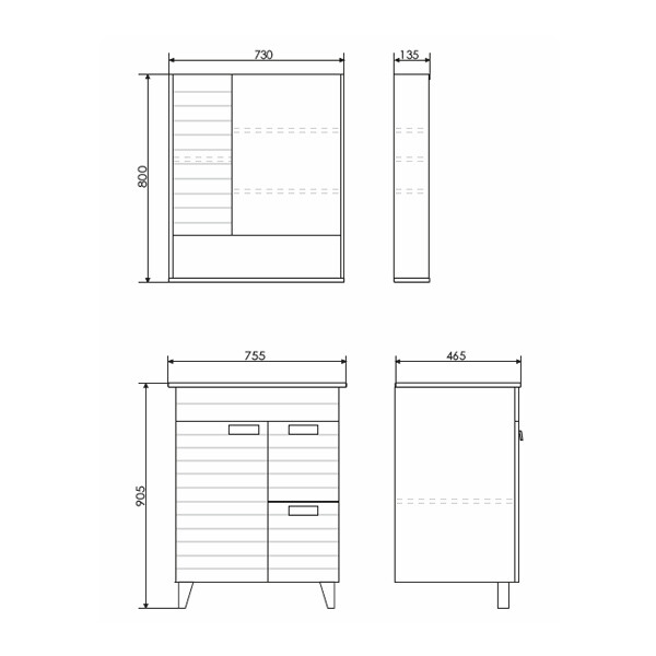 Тумба-умывальник Comforty Клеон-75Н белый/дуб дымчатый с раковиной Quadro 75 00-00004758CF