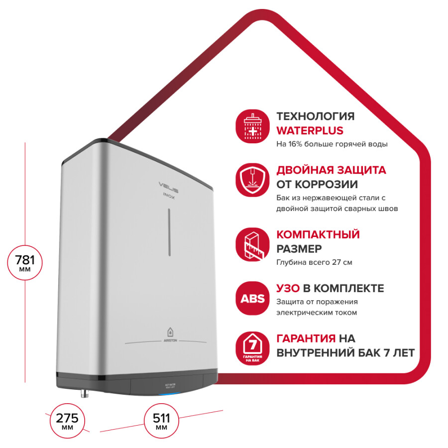 Ariston ABS VLS PRO INOX R 50 Водонагреватель электрический 50 литров 3700686