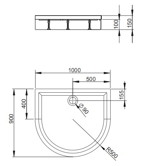 Radaway Delos P 100*90*15 душевой поддон акриловый 4Z19150-03N