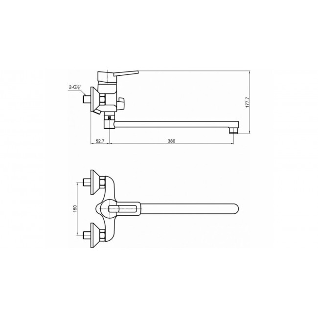 Смеситель для ванны G-Ferro Hansberg 006 Euro Хром GF0006