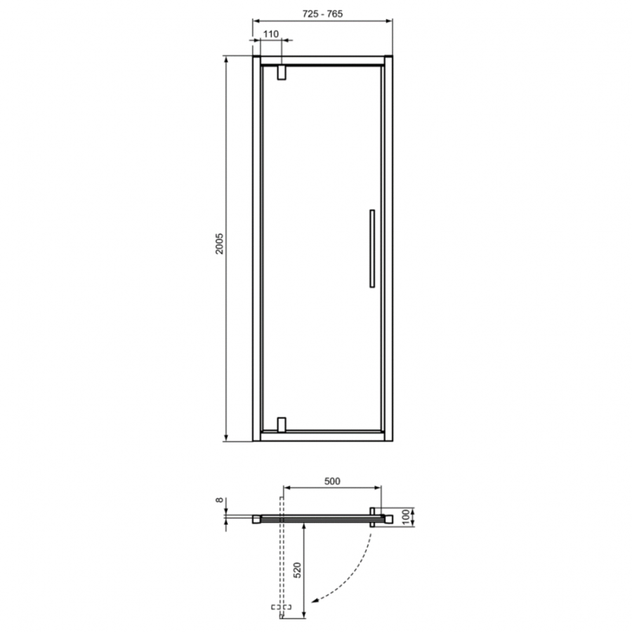 Ideal Standard I.Life душевая дверь 75 см T4836EO