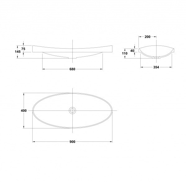 Gala Klea 33040 раковина накладная 90x40 см